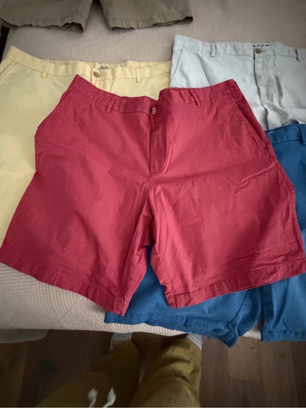 Izod Chino Shorts Stack — Yellow, Red, Blue, White - Picture 5 of 8